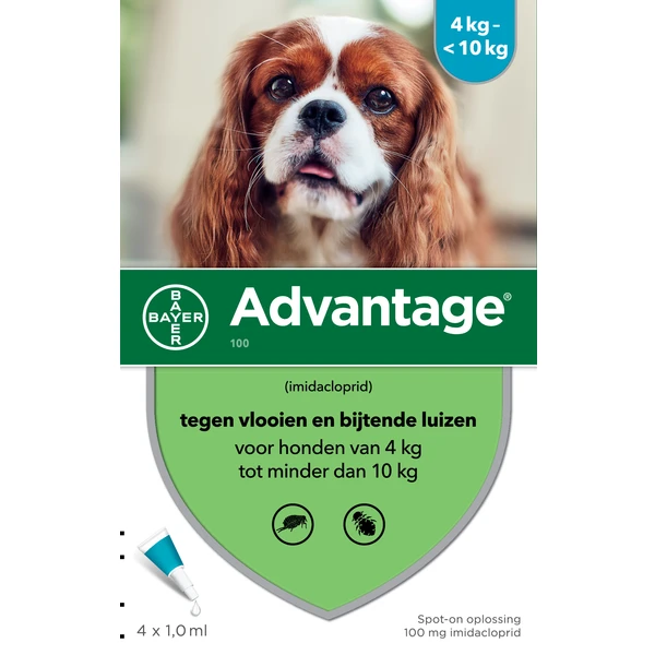 Advantage 100 Anti Vlooien En Teken Druppels Hond 4 10 Kg 4 Pipetten 1, 0 Ml 3 Advantage 100 Anti Vlooien En Teken Druppels Hond 4 10 Kg 4 Pipetten 1, 0 Ml
