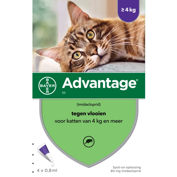 Advantage 2 X 4 Pipetten Â, ®, 80 Voor Katten Vanaf 4 Kg Dubbelpak 3 Advantage 2 X 4 Pipetten Â, ®, 80 Voor Katten Vanaf 4 Kg Dubbelpak