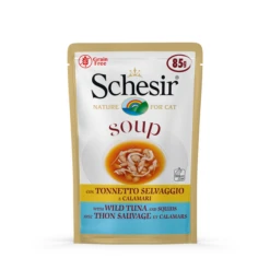 Schesir Maaltijdzakjes Cat Soup 85 G Kattenvoer Tonijn&Inktvis