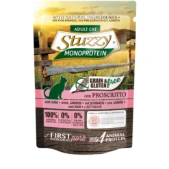 Nieuwe Producten 1 Stuzzy Cat Grain Free Monoprotein Met Ham Nat Kattenvoer 85 Gram 4 Dozen(80 X 85 Gr )