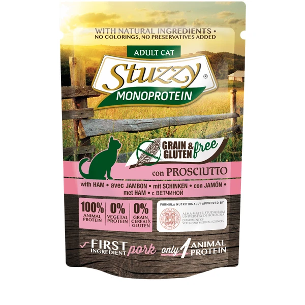 Stuzzy Cat Grain Free Monoprotein Met Ham Nat Kattenvoer 85 Gram 4 Dozen(80 X 85 Gr )