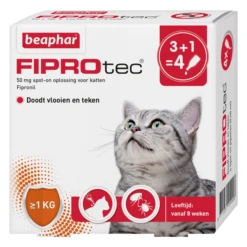 Beaphar Fiprotec Cat Anti Vlooien En Tekenmiddel 3+1 Pip >1kg