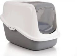 Savic Lichtgrijs/Wit Combi Deal Kattenbak Nestor + 2 Stuks Vervangingsfilter + Bag It Up Litter Tray Bags -Dierenwinkel beeztees kattenbak nestor 436634