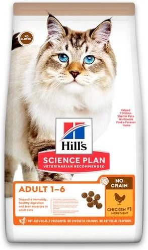 Hill's Science Plan 3x1, 5kg Adult 1 6 No Grain Met Kip Kattenvoer 3 Hill's Science Plan 3x1, 5kg Adult 1 6 No Grain Met Kip Kattenvoer