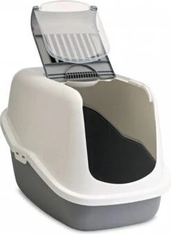 Savic Lichtgrijs/Wit Combi Deal Kattenbak Nestor + 2 Stuks Vervangingsfilter + Bag It Up Litter Tray Bags -Dierenwinkel savic kattenbak nestor grijswit 106815