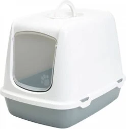 Savic Kattentoilet Oscar 50x37x39 Cm Kattenbak Grijs&Wit -Dierenwinkel savic witlichtgrijs kattenbak oscar 107366