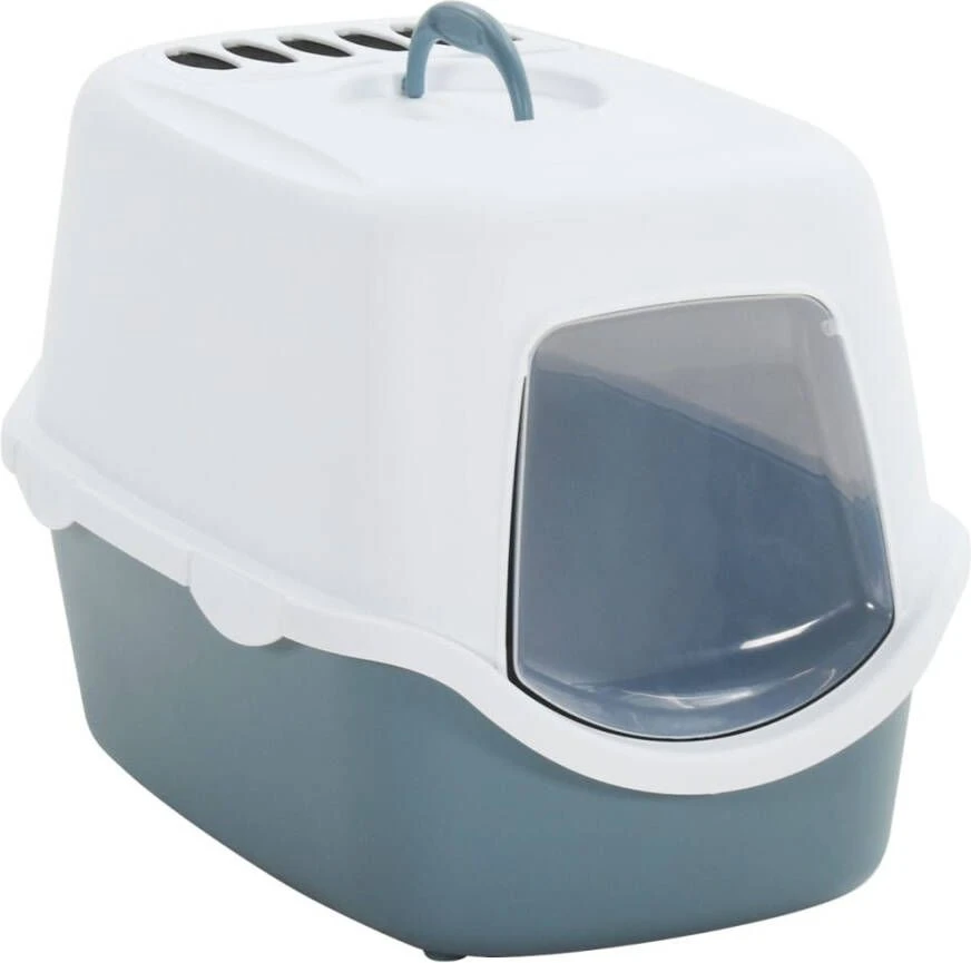 VidaXL Kattenbak Met Deksel 56x40x40 Cm Polypropeen Wit En Blauw 4 VidaXL Kattenbak Met Deksel 56x40x40 Cm Polypropeen Wit En Blauw - Image 2